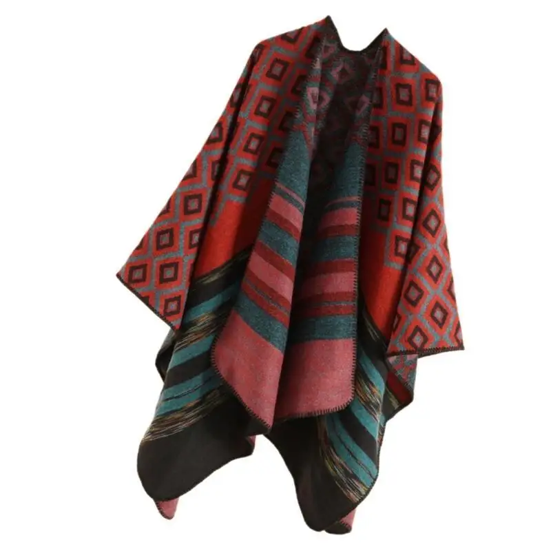 39BB أنيقة kimono شال خمر نمط هندسي الرؤوس التفاف الكتف لقضاء عطلة