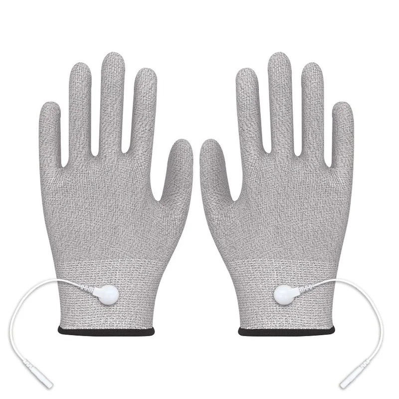 1 Pair Massage Electrode Gloves Conductive Electrode Massage Therapy Gloves Therapy Hand Massager Electrotherapy Lead Wires