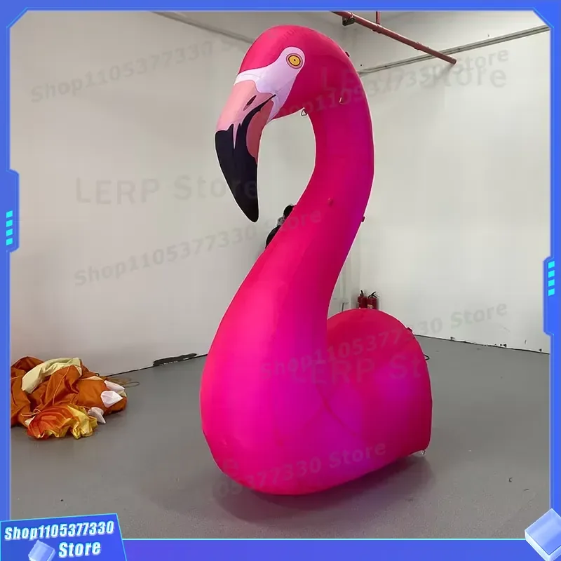 Giant Inflatable Flamingo Balloon with LED Lights Colorful Musical Party Decoration Floating Pool Toy for Kids Birthday Event