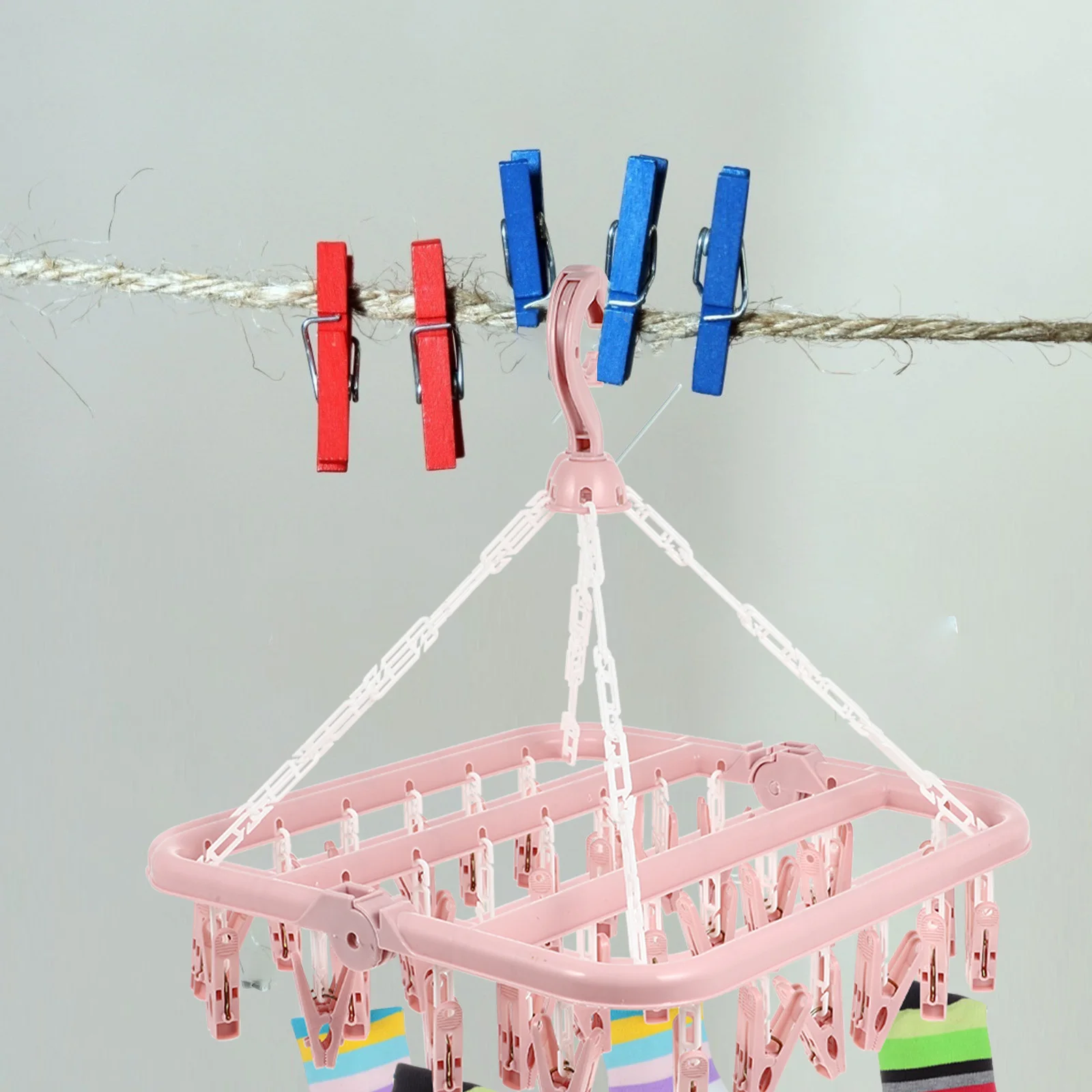 

Plastic Clothespins Foldable Drying Rack Strong Steel Spring Hook Easy Storage Laundry Sock Hat Underwear