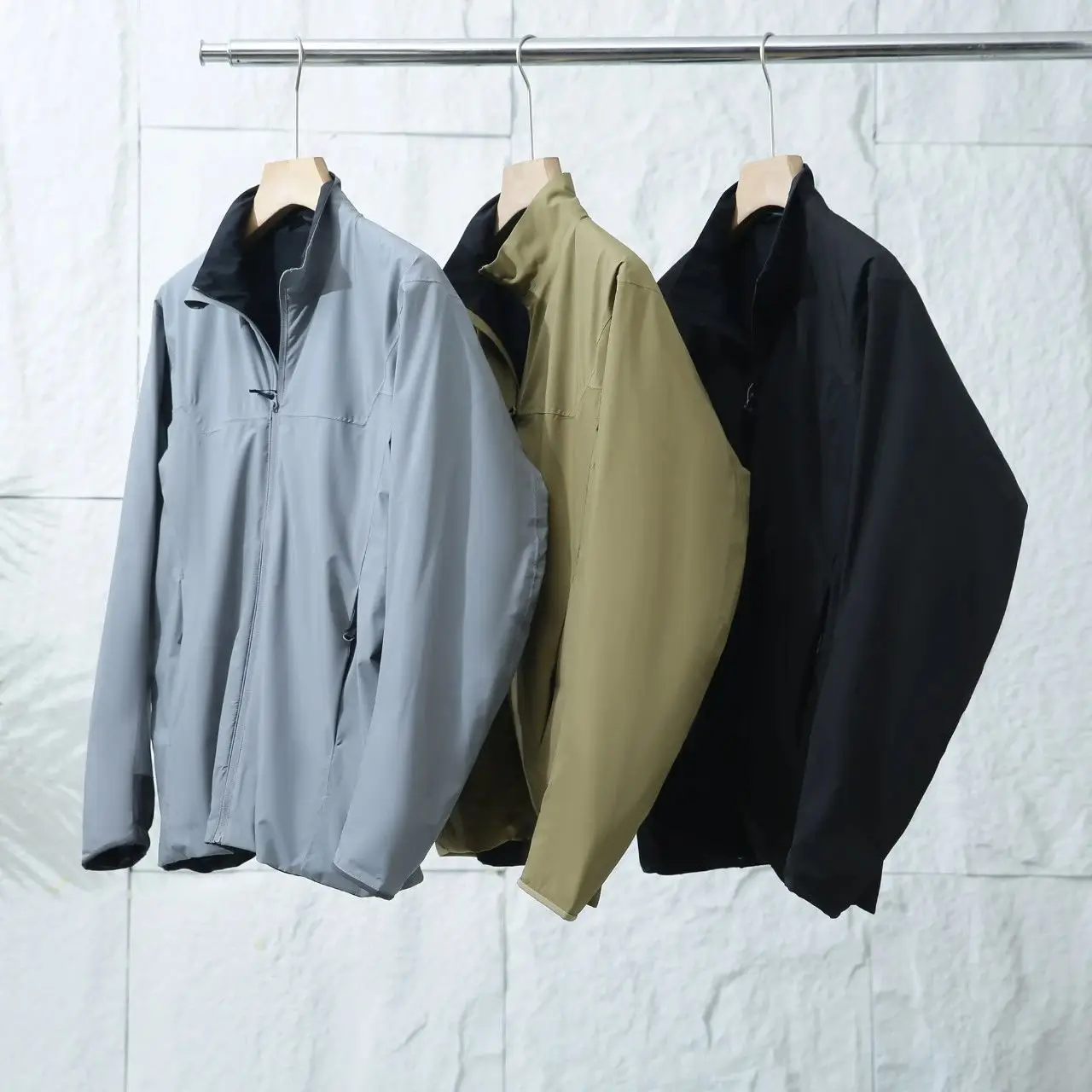 

Men's Outdoor Breathable Water-Resistant Jaet Fly Series 3D Tailoring Autumn Faion Urban Sle Long Sve Stand Collar