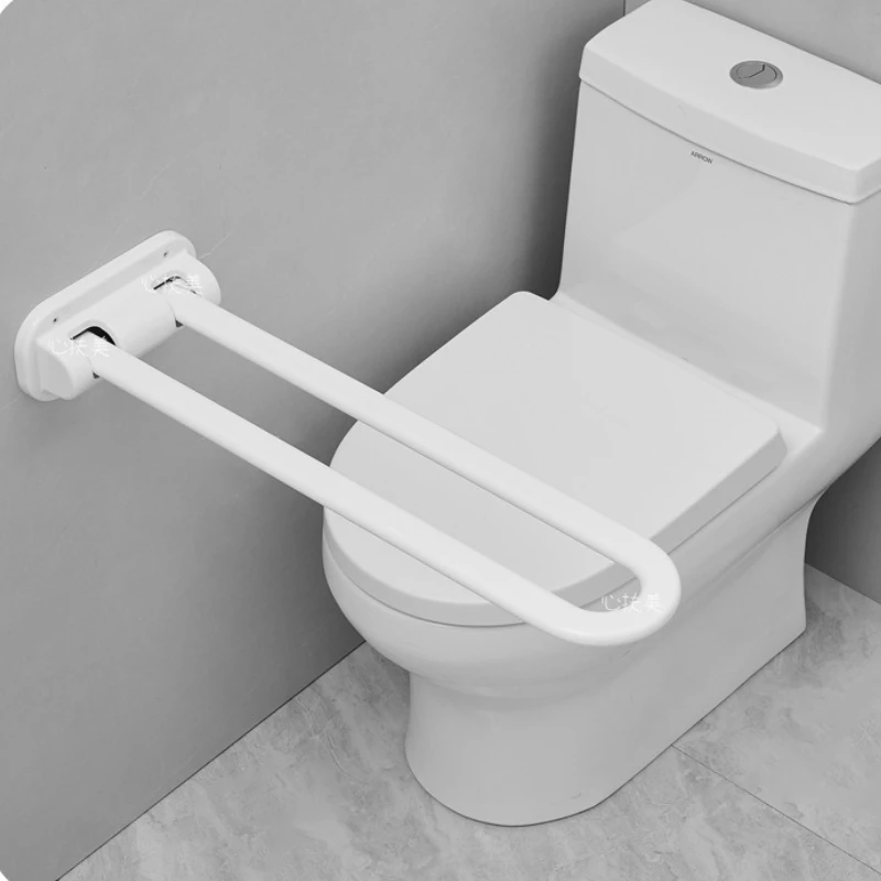 ‌Toilet Safety Rail, Anti-Slip Flip-up Grab Bar, Elderly Bathroom Assist Handle, Wall-Mounted Standing Aid