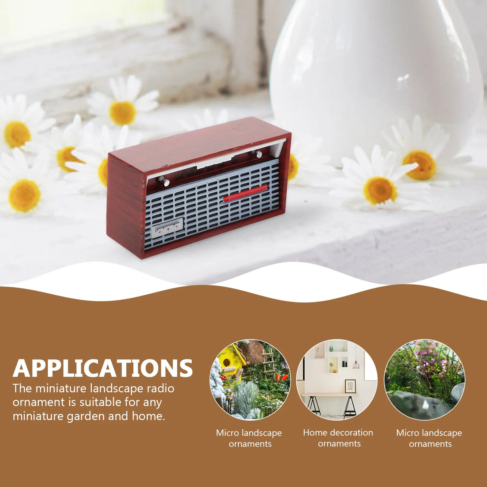 

Mini Retro Radio Vintage Plastic Decorative Radio Simulation Desktop Ornament Mini House Accessory Landscape Layout Prop