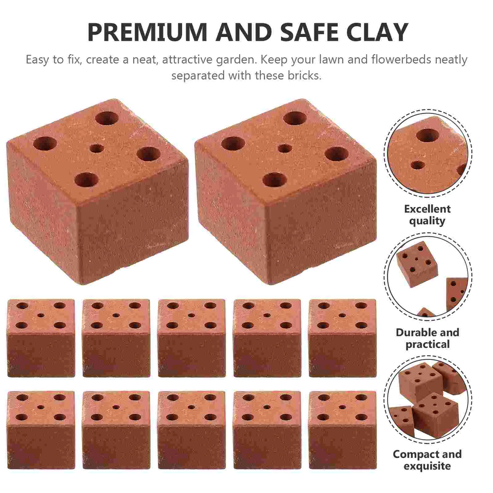 20Pcs Miniature Clay Bricks Model Red Brick Blocks Kids Building Toys Create Neat Garden Mini Landscape Bricks Portable