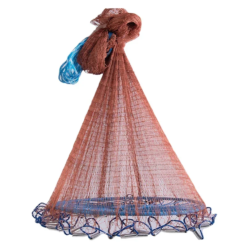 

Lawaia Fishing net with Steel Pendant Braided Line Hand Throw Fishing Net with Big Plastic Blue Ring Network Tackle for Fishing