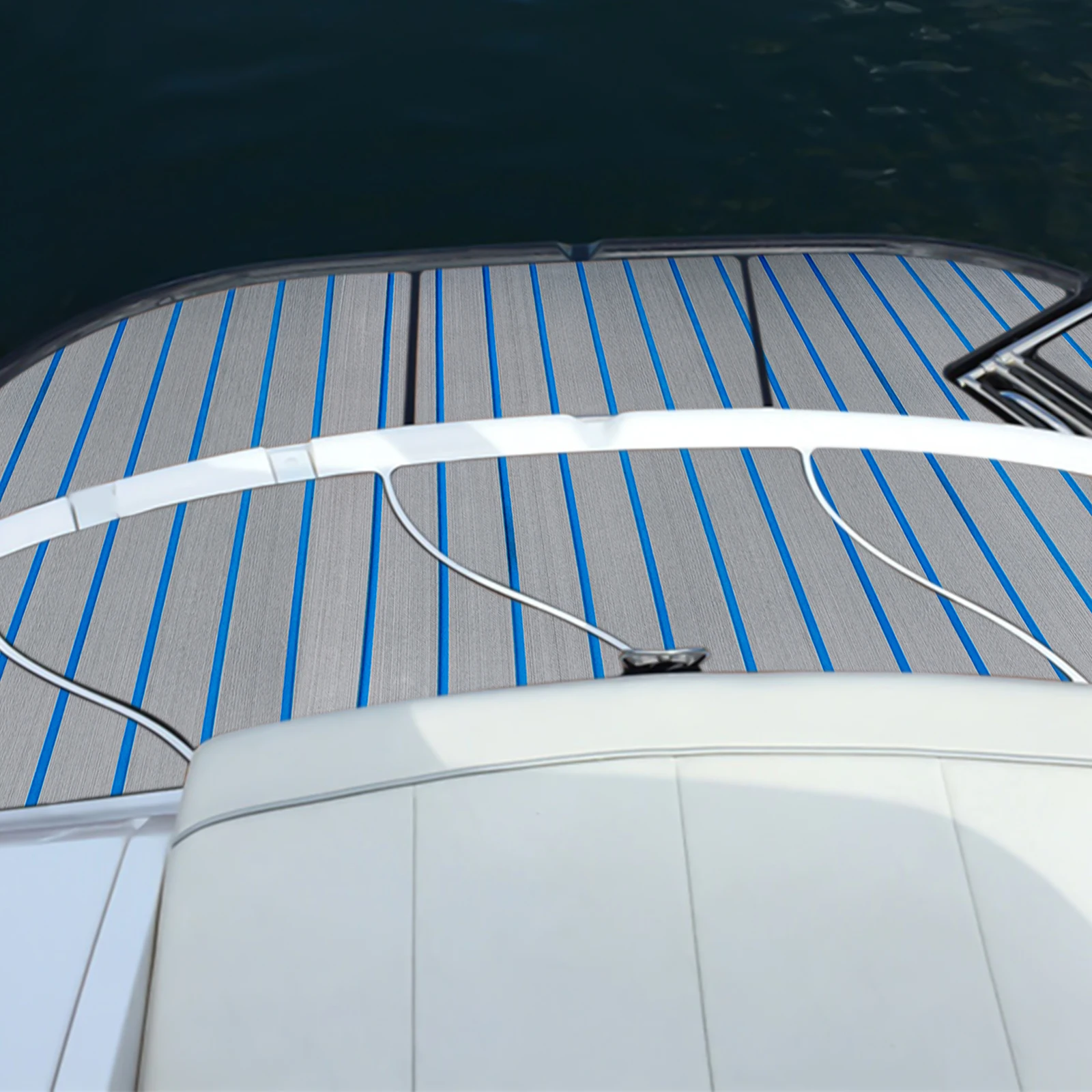 

Нескользящий коврик из пенопласта EVA, лист для покрытия на полов лодки 240x90 см, светло-серые и синие полосы, водонепроницаемый морской коврик для автофургона, яхты, каяка