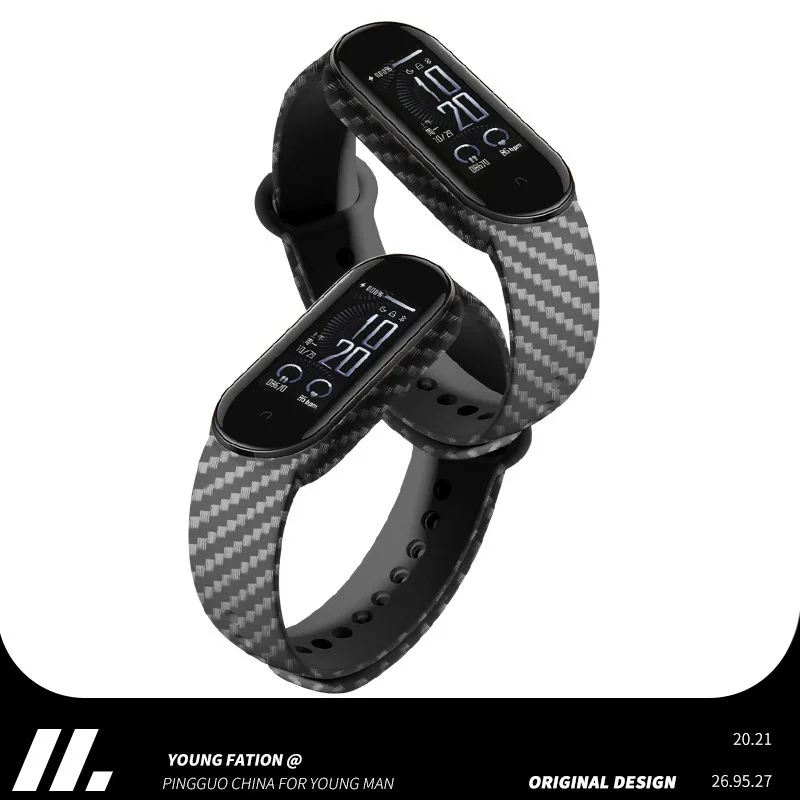 Carbon fiber Strap for Xiaomi Mi Band 6 bracelet Sport silicone watch wristband Miband band6 band4 for Xiaomi mi band 3 4 5