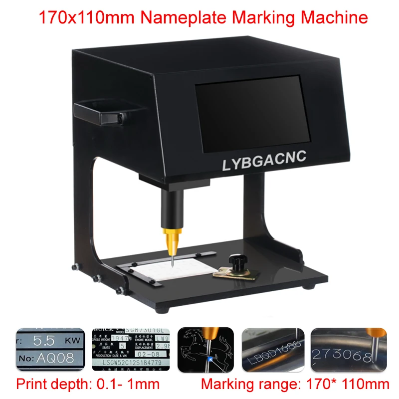 

170x110mm Desktop Portable metal signage nameplate marking machine 3axis touch-screen Electric Pneumatic Lettering Machine