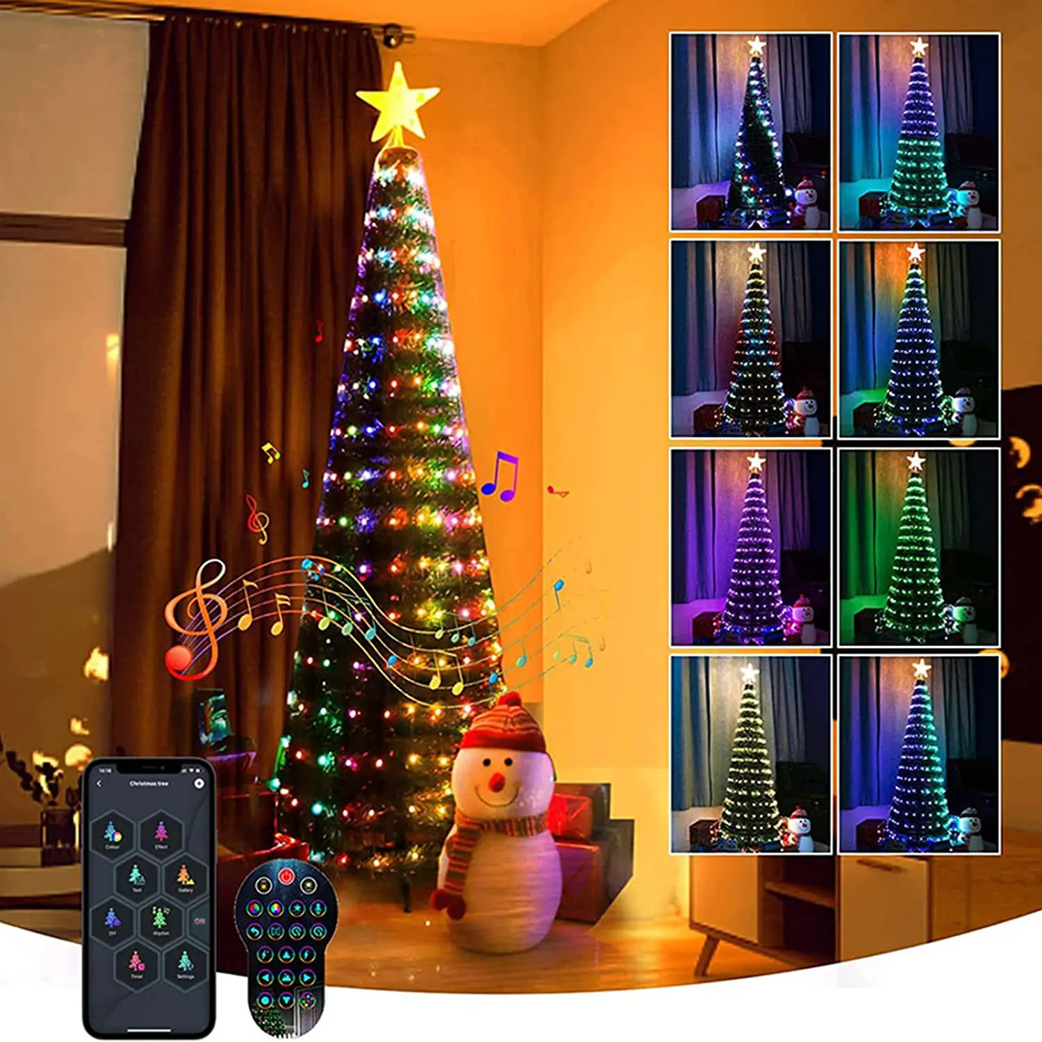 Diy luzes da árvore de natal inteligente app controle remoto luzes da corda para o quarto janela natal navidad festa de casamento decoração