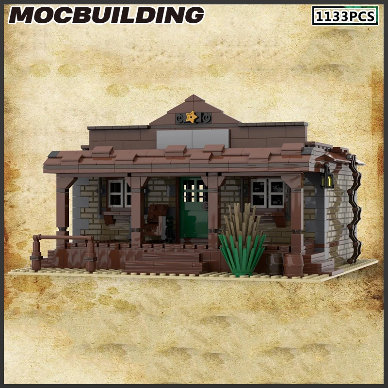 Moc blocos de construção xerife escritório estilo ocidental paisagem diy tijolos presentes natal coleção exibição presente montar brinquedos