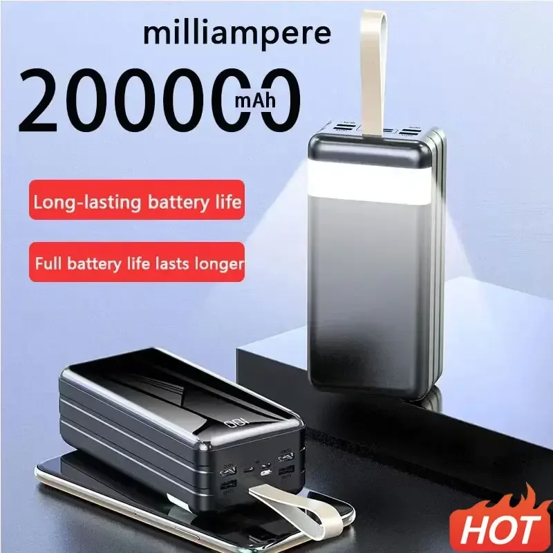 

200000mAh Power Bank 4 USB Super Fast Chargr PowerBank Portable Charger Digital Display External Battery Pack for IPhone Samsung