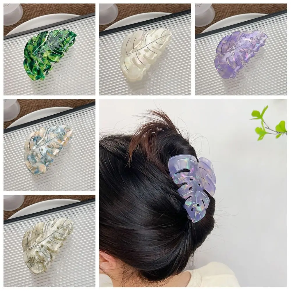 

Fashion Green Plant Leaves Hair Claws Headwear Hairpin Acetate Hair Clip Geometry Hair Grab Travel
