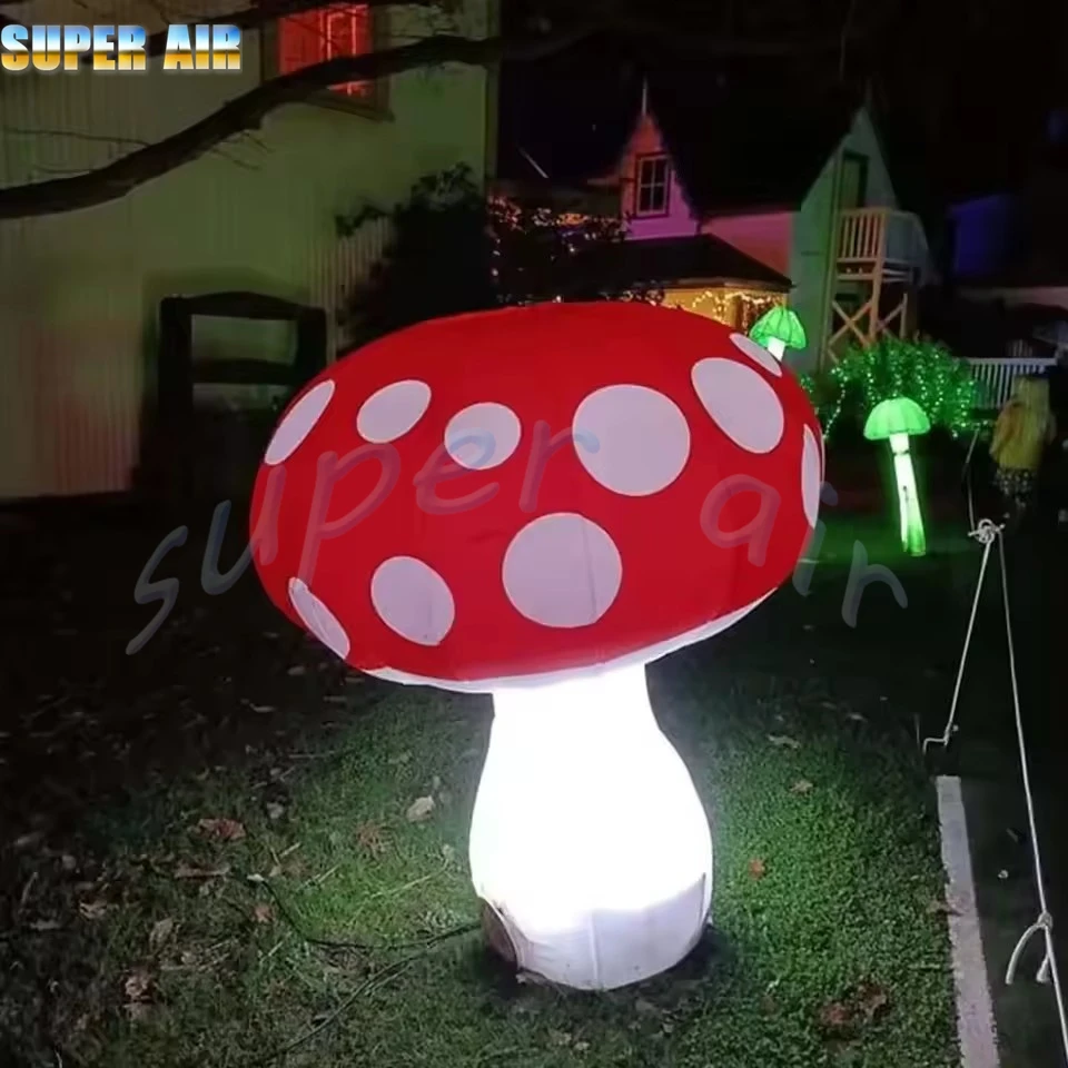 装飾用の送風機付きの巨大な照明装飾新しいスタイルの黄色のインフレータブルキノコ
