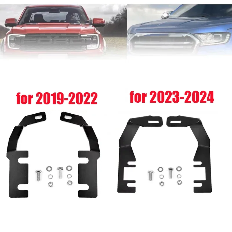 2pcs Hood Light Bracket Mounting for Ford Ranger 2019- 2024 Pillar Ditch Pods Led Cube Work Lighting Mount Spotlight Holder