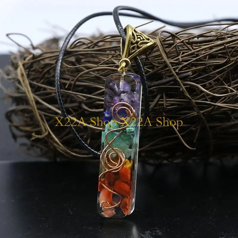 قلادة فريدة من طاقة شاكرا قلادة شاكرا 7 شاكراس بلورات حجارة قلادة قلادة