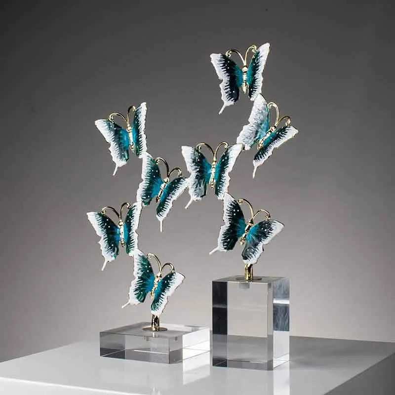 l*-Alloy Butterfly Sculpture Ornaments,Living Room Office Crafts Decor,Modern Home Desktop Decoration,Artwork Statues