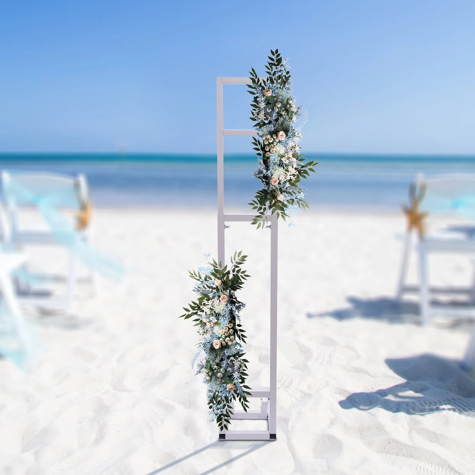 

Wedding Arch Backdrop Stand Adjustable Height Atmosphere Maker Compact and Lightweight Freestanding White
