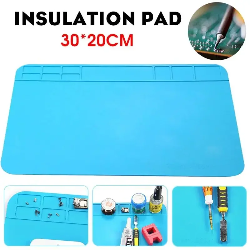 30x20cm Multifunctional Heat Insulation Silicone Soldering Pad Mat Desk Maintenance Platform For Repair Station Without Magnetic