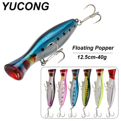 YUCONG 1PX Silent Popper Lure 12.5cm-40g Floating Fishing Bait Long Casting Hard Wobblers Topwater Swimbait leurre de pêche cebo