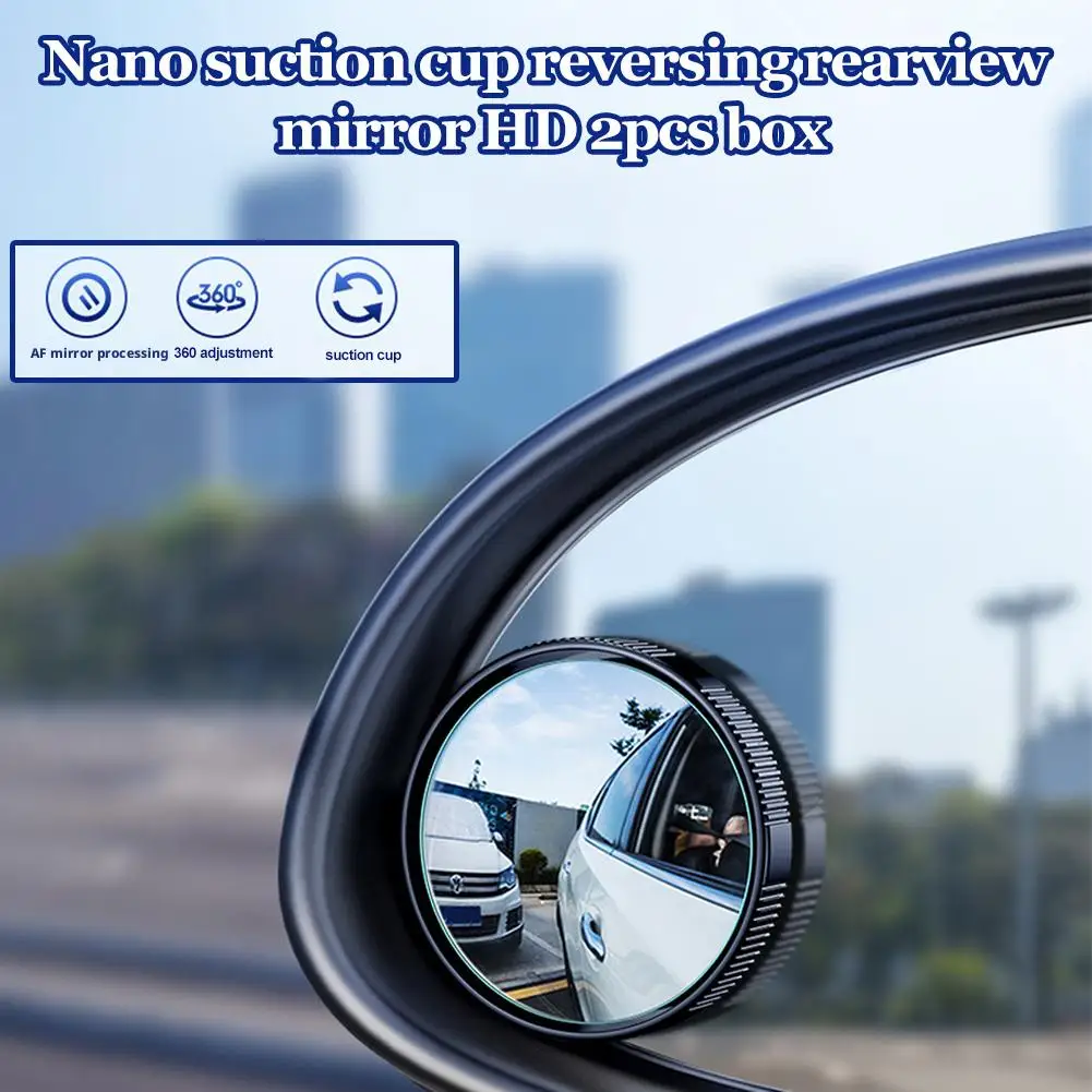 Adsorption Rearview Mirror 360° Adjustable High-Definition Waterproof Car Visibility Mirror Assistance Blind Spot 2PC Wide- R1C1
