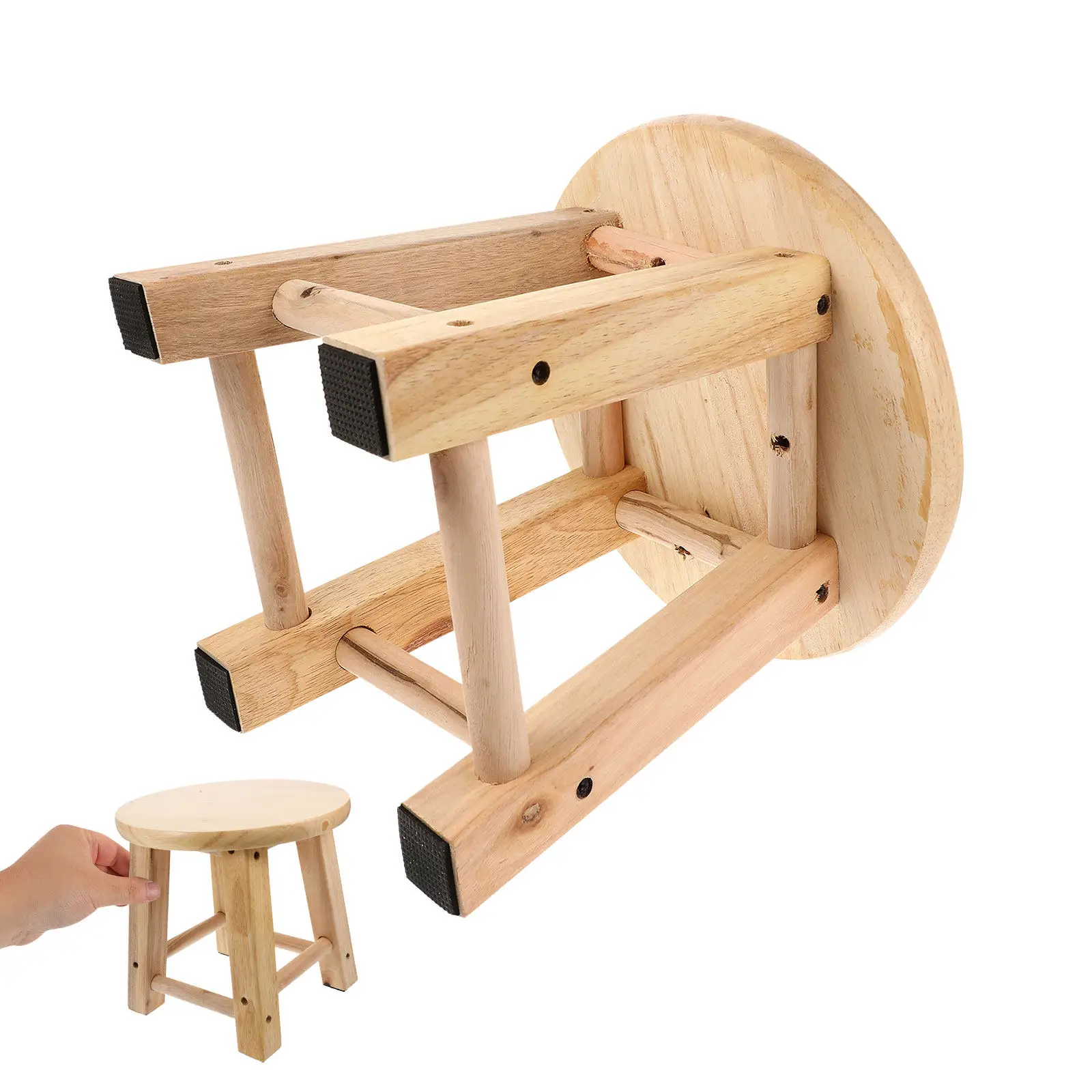 

1Pcs Premium Hardwood Low Stool Bathroom Stool Footstool for Toilet Home Use Sturdy Four Legs Easy Clean Lightweight Portable