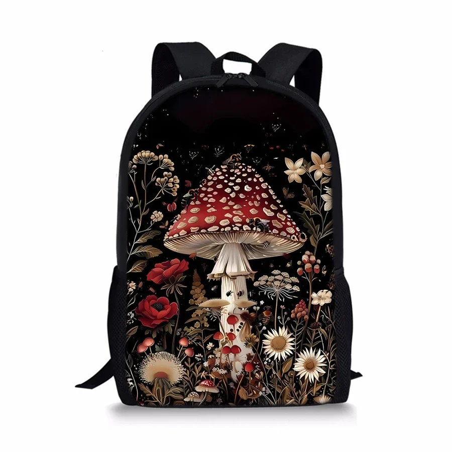 Mushroom Forest Single Layer Backpack For Boy/Girls Children Best Gifts 2D Flat Cartoon Student School Bags