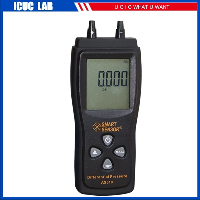 

AS510 LCD Air Manometer Pressure Gauge Mini Pressure Differential Meter Digital Pressure Manometer