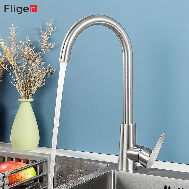 

Fliger Stainless Steel Kitchen Faucets Kitchen Sink Mixer Tap Hot Cold Water Mixer Faucet Sink Faucets Torneira