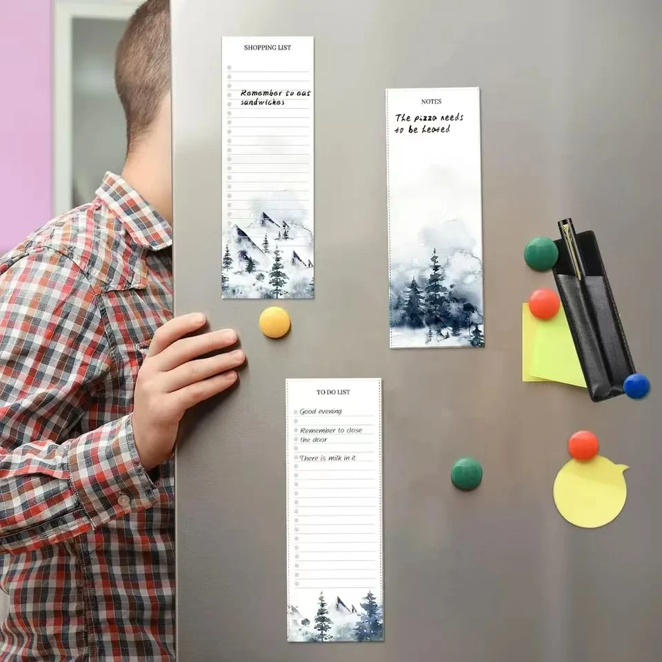50 Sheets Pattern Magnetic Sticky Notes Note Pad Tearable Planner Memo Pad For Fridge Grocery list To Do List Stationery