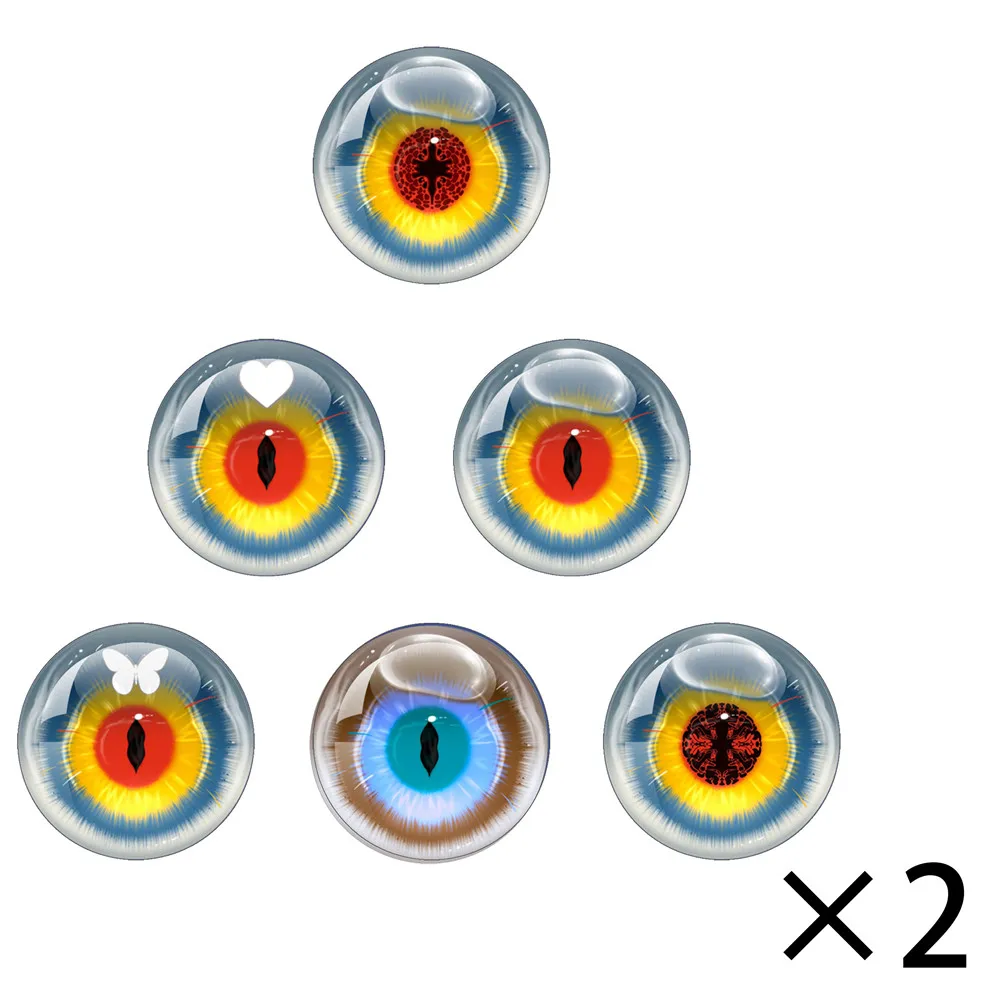 12pcs/Bag Blyth BJD DOLL Dragon Cat Eye Toy Creative Butterfly Water Droplet Pattern Eyes Glass Cabochons Making Accessories