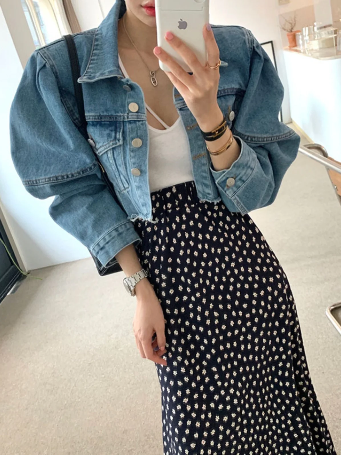 Floral Print f-length Skirt Women's Elastic Waist Loose Fit Thin Sle Age-reducing Versatile Wrap-around Hip Silhouette C...