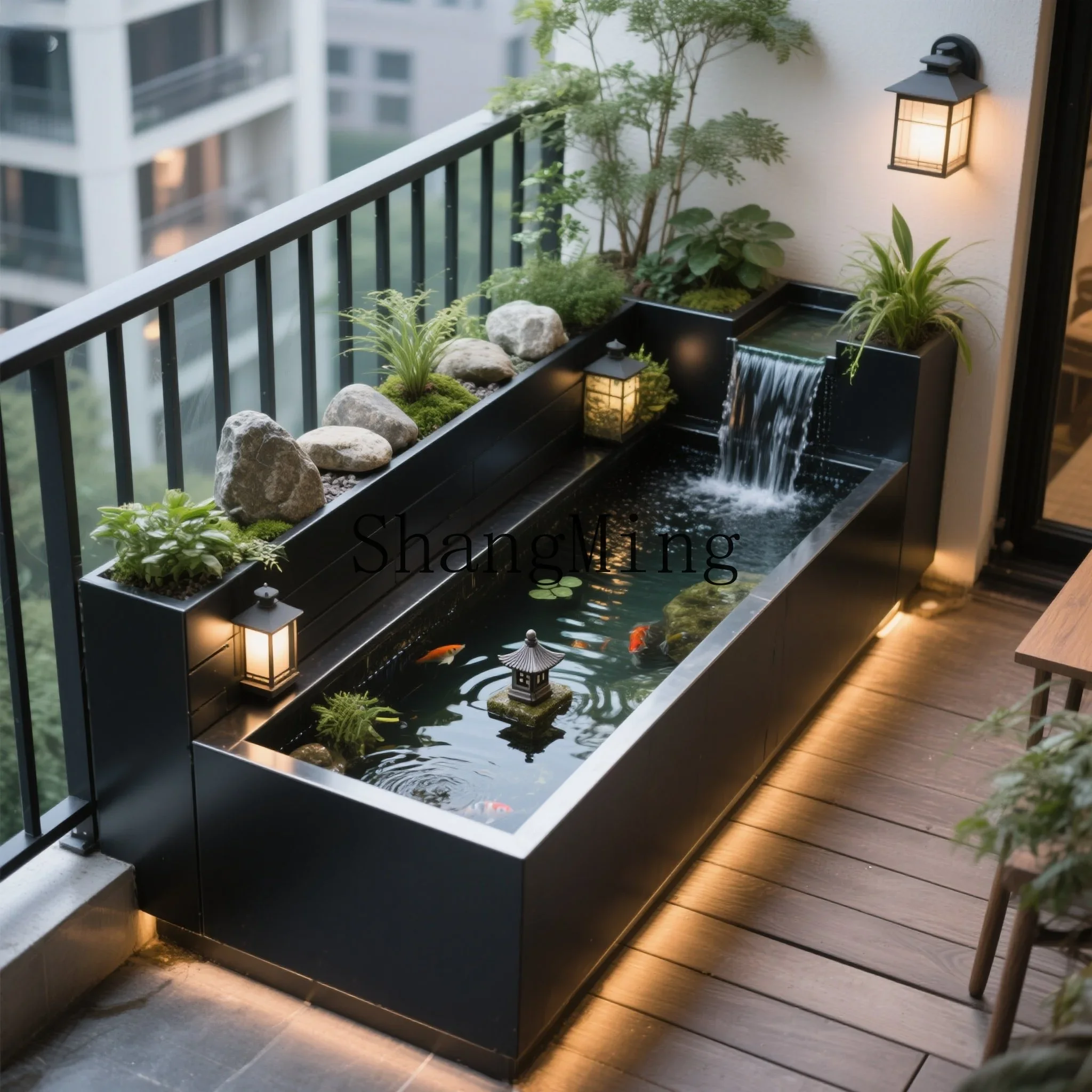 DHY flowing water fish pond stainless steel fish tank water feature courtyard terrace flowing water waterfall
