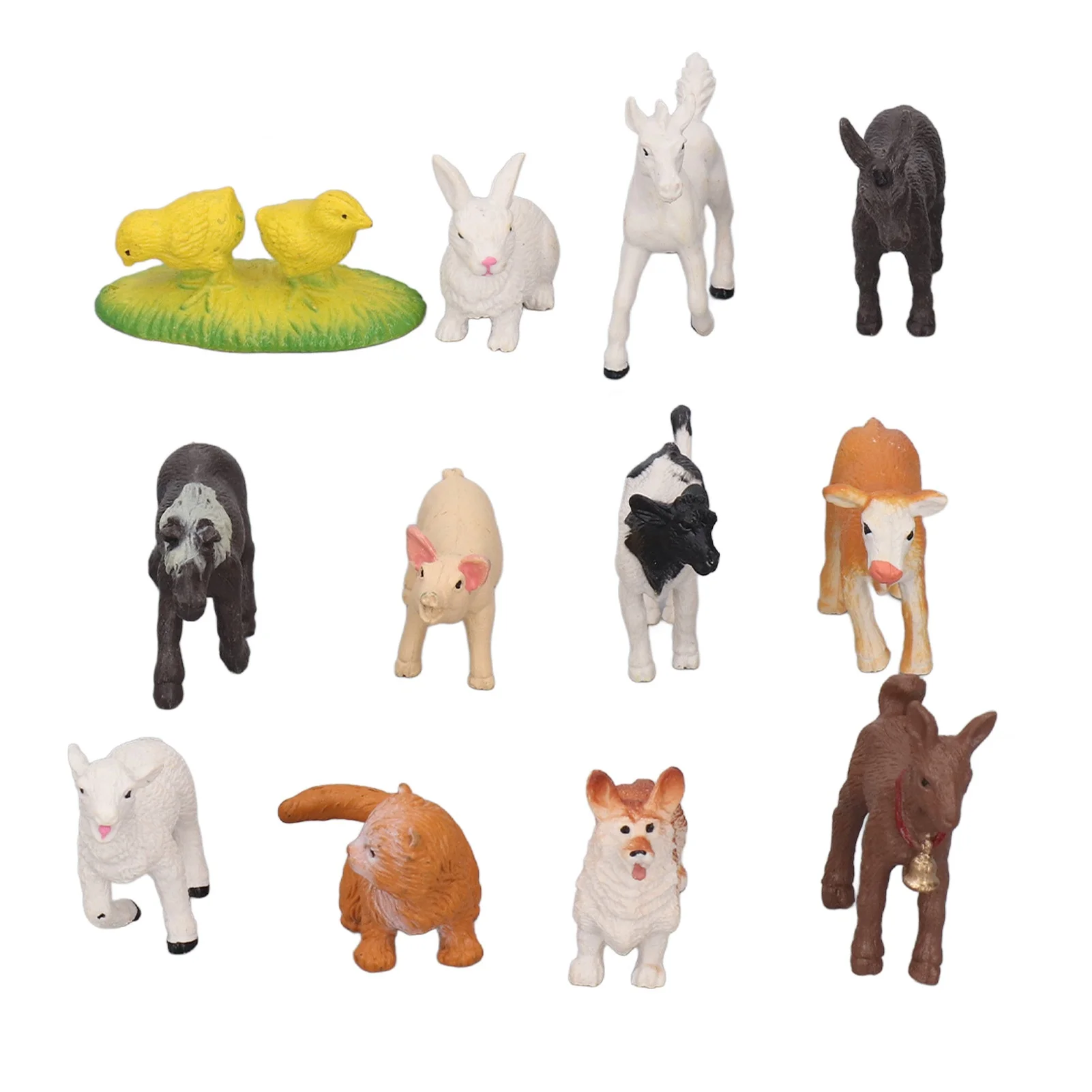 12Pcs Simulation Farm Animals Educational Toys Horse Sheep Pig Cow Cat Dog Chick Duck Rabbit Farm Animals Toys Statues