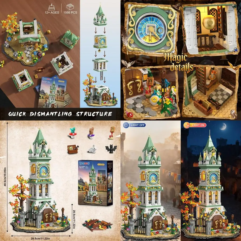 イルミネーション付き1566ピース中世城組み立てキット：フクロウと庭園のテーマ、12歳以上向け