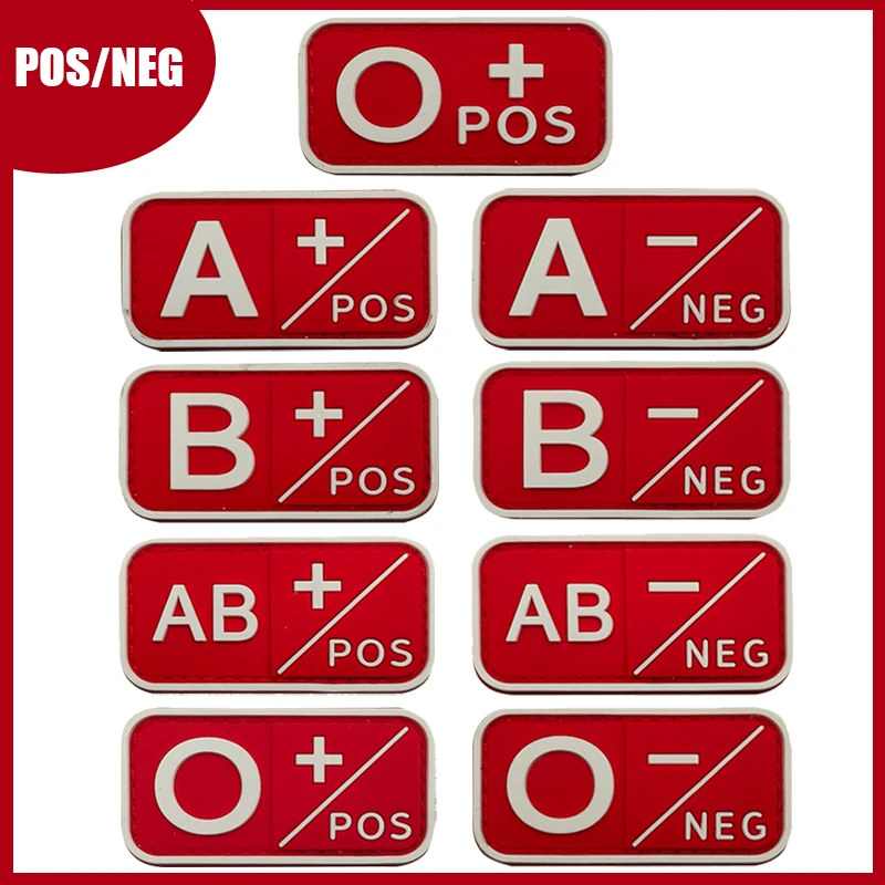 A B AB O Positive Negative 3D PVC Blood Type Patch Stickers On Backpack With Hook And Loop