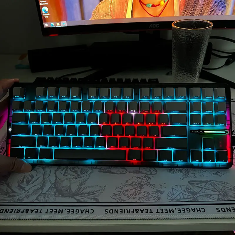 Imagem -02 - Teclado Mecânico sem Fio Bluetooth Gravado Lateral Rgb Personalizado Tecla Completa Hot-swappable Três Modos Teclados para Jogos Aula-f87pro