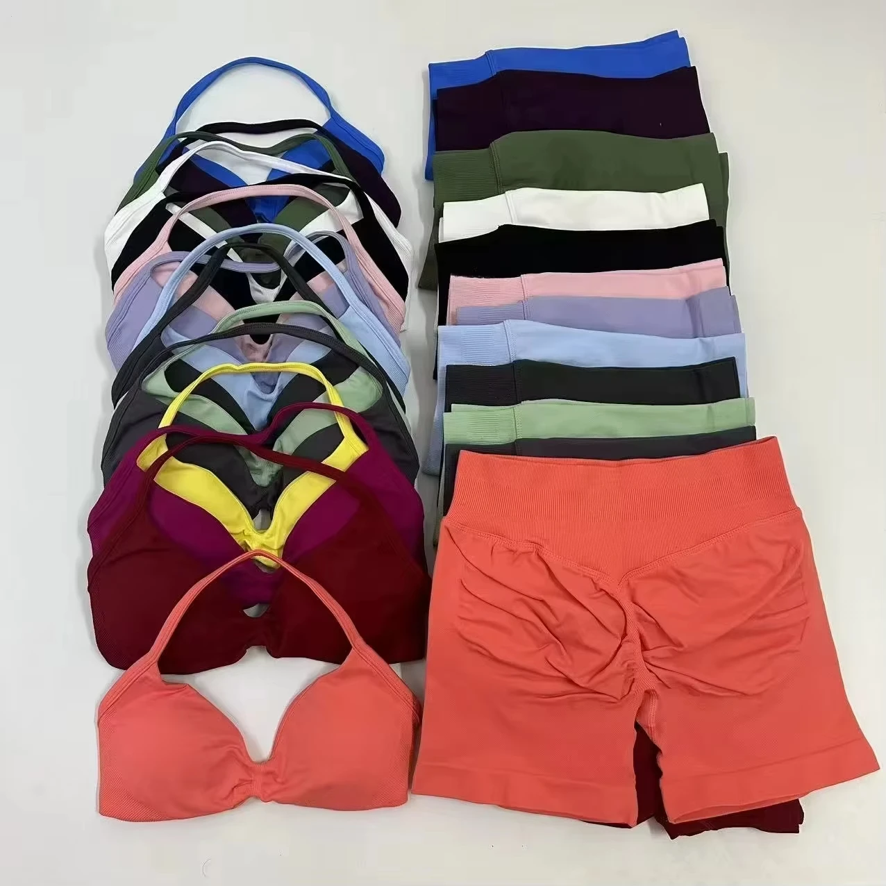 

2Pcs Gym Set Women Backless Tank Tops High Waist Scrunch Seamless Shorts Gym Suit Fitness Clothes Activewear Workout Sets