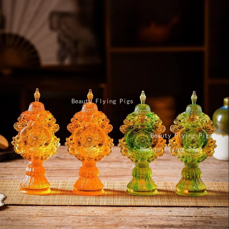 1pc Glass Ornaments, Home Decoration, Azure Stone Handicraft, Buddha Front Decoration, Feng Shui Accessories, Blessing Gift