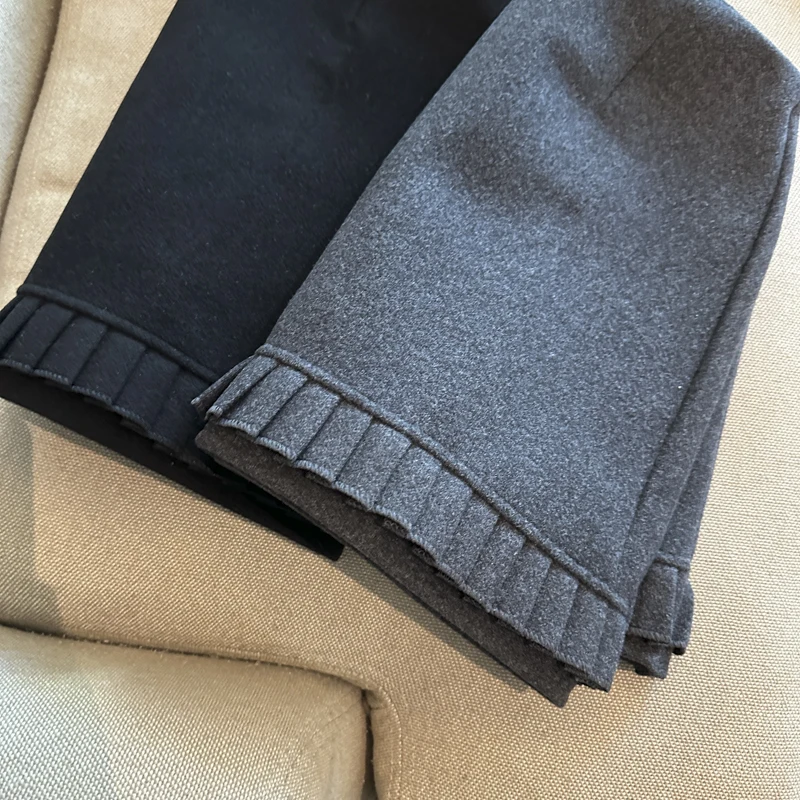 Women Grey Mini Skirt Vintage Y2k Gyaru Aesthetic Korean Style A-line Woolen Skirt Harajuku Low Waist Wrap Skirts 2000s Clothes