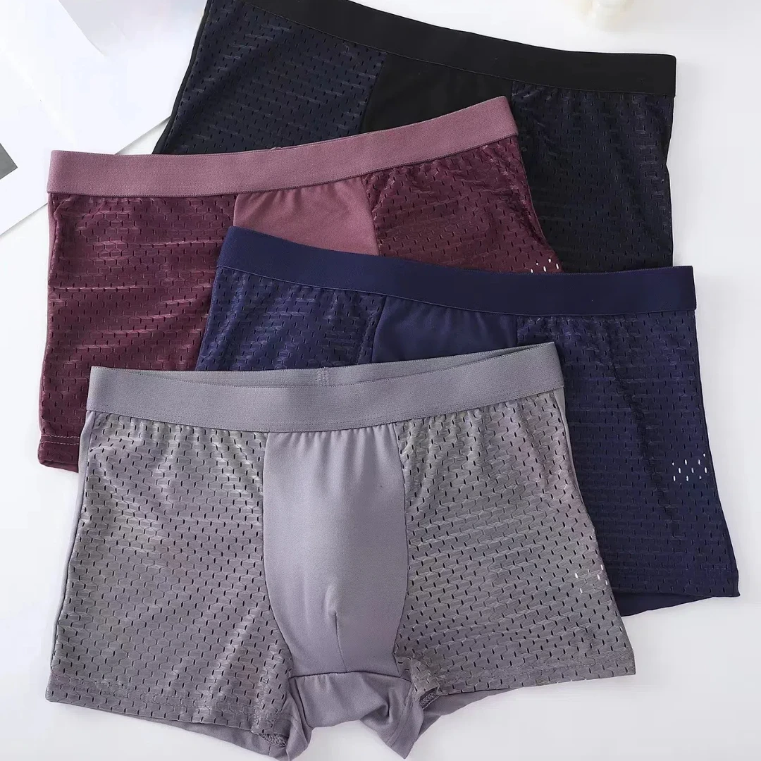 Männer Sexy Unterwäsche Boxer Sommer Shorts Eis seide Atmungsaktive Mesh Badehose Mann Kurze Bequeme Mode Bakteriostat Fitness