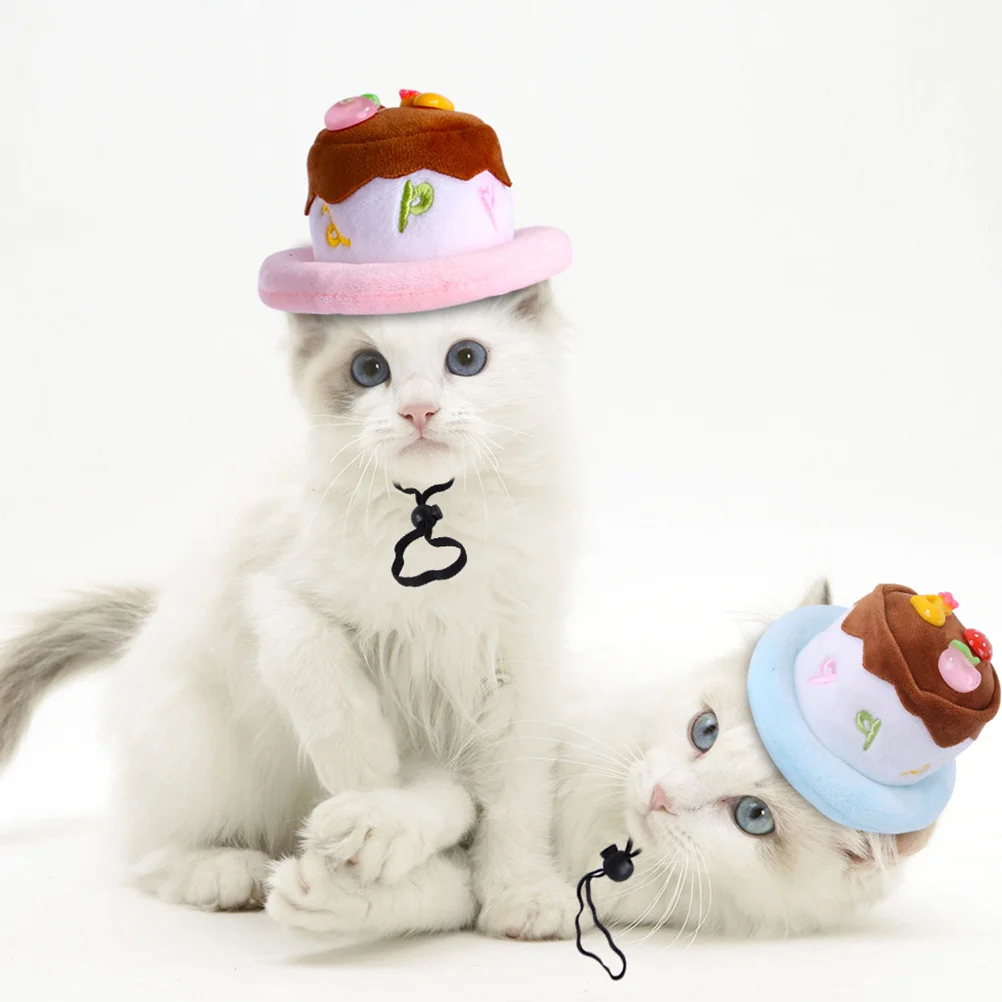 

1pc Cake Shape Pet Hat Adorable Birthday Party Cat Headgear Comfortable Elastic Dog Hat For Photography Daily Wear