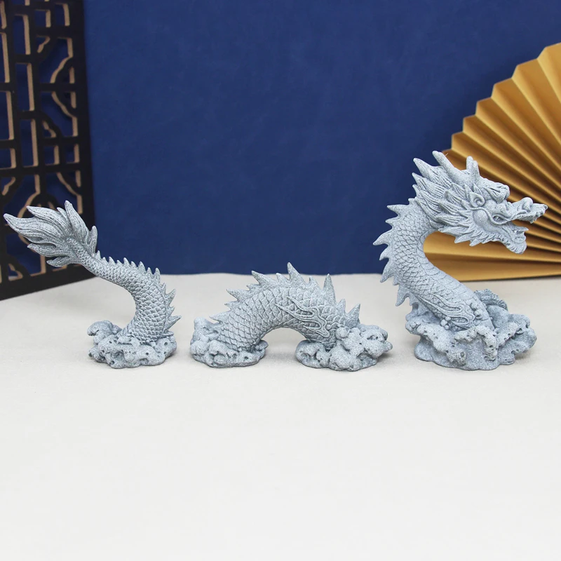 Artificial Stone Elephant Lion Dragon Figurines Good Fortune Lucky Fairy Garden Bonsai Ornaments Feng Shui Aquarium Decoration