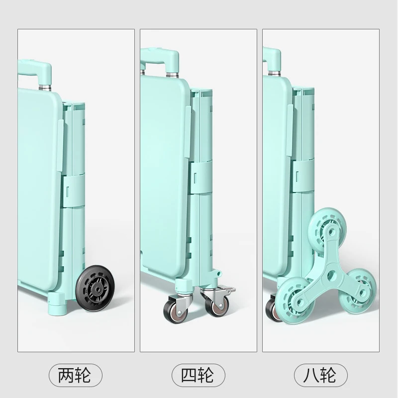 Lightweight Collapsible Outdoor Folding Camping Trolley Portable Stair Climbing Wagon for Grocery Market Shopping Beach Picnic C