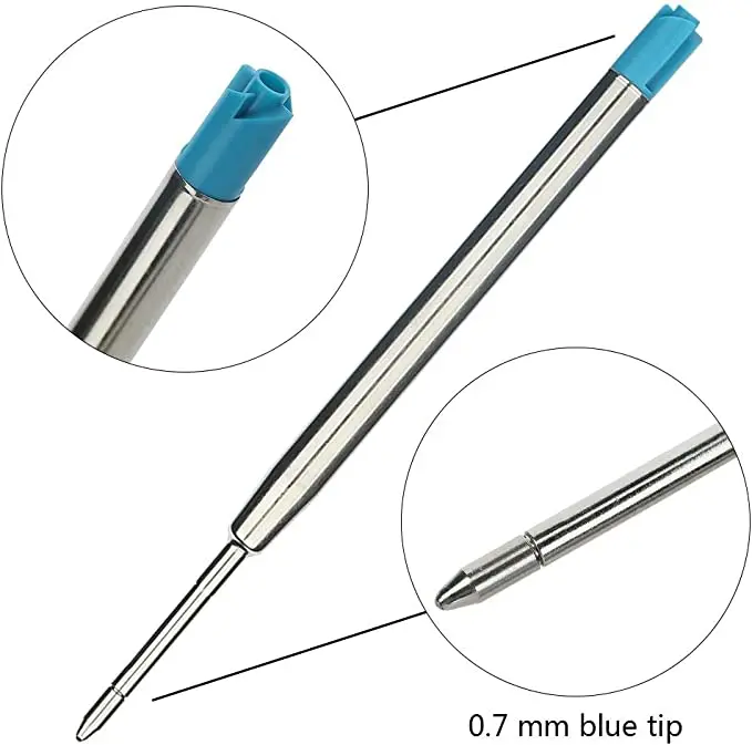 Replaceable Ballpoint Pen Refills 1.0mm Medium Point Metal Refill Smooth Writing Ball Point Pen Refills Black & Blue Ink