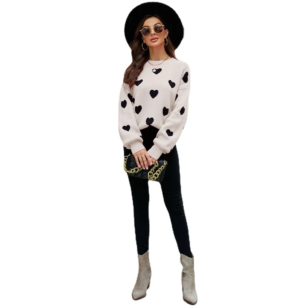 

2023 Winter New Valentine's Day Love Pullover Women's Knitwear Women's Large Loose Cross border Sweater Women's SFC19-3