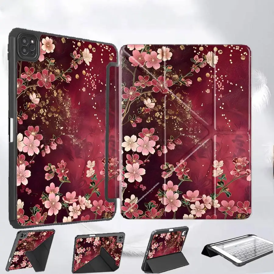 

Holder Cover Tablet Case For iPad Pro 2025 Pro 11th 10th 9th 8th 7th 12.9inch Air 4 5 M3 M2 M4 11inch Mini 6 7 Plant Flower Arts