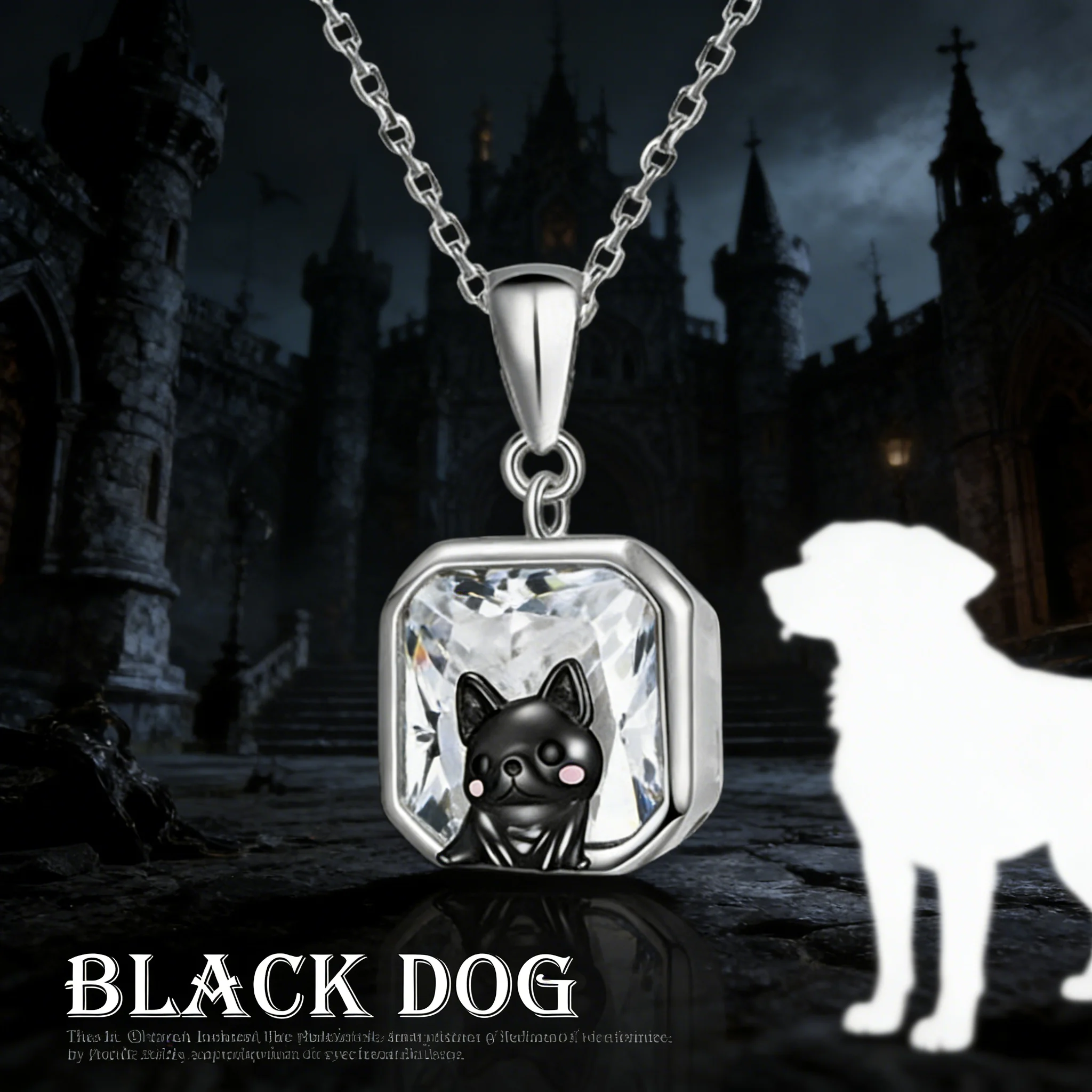 Sparkling French Bulldog Pendant Necklace Zinc Alloy for Women Pet Lovers Gift