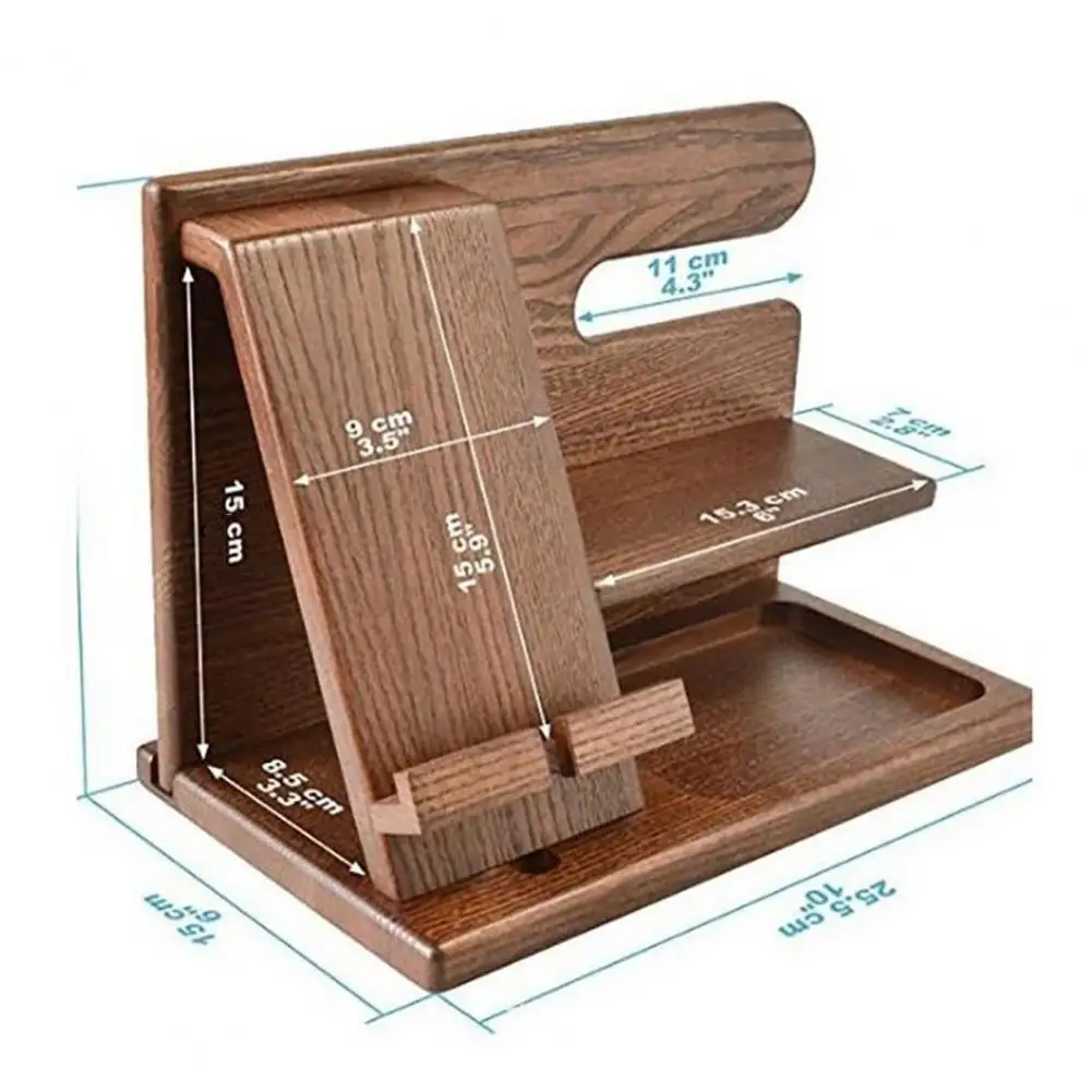 Phone Charging Stand Wooden Desk Organizer Rack Stable Groove Design Mobile Phone Holder