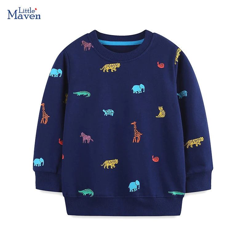 Little maven Spring Autumn Toddler Baby Boy Clothes Cartoon Animals Print Sweatshirts Bluey Cotton Kids Boys Tops Casual Hoodies