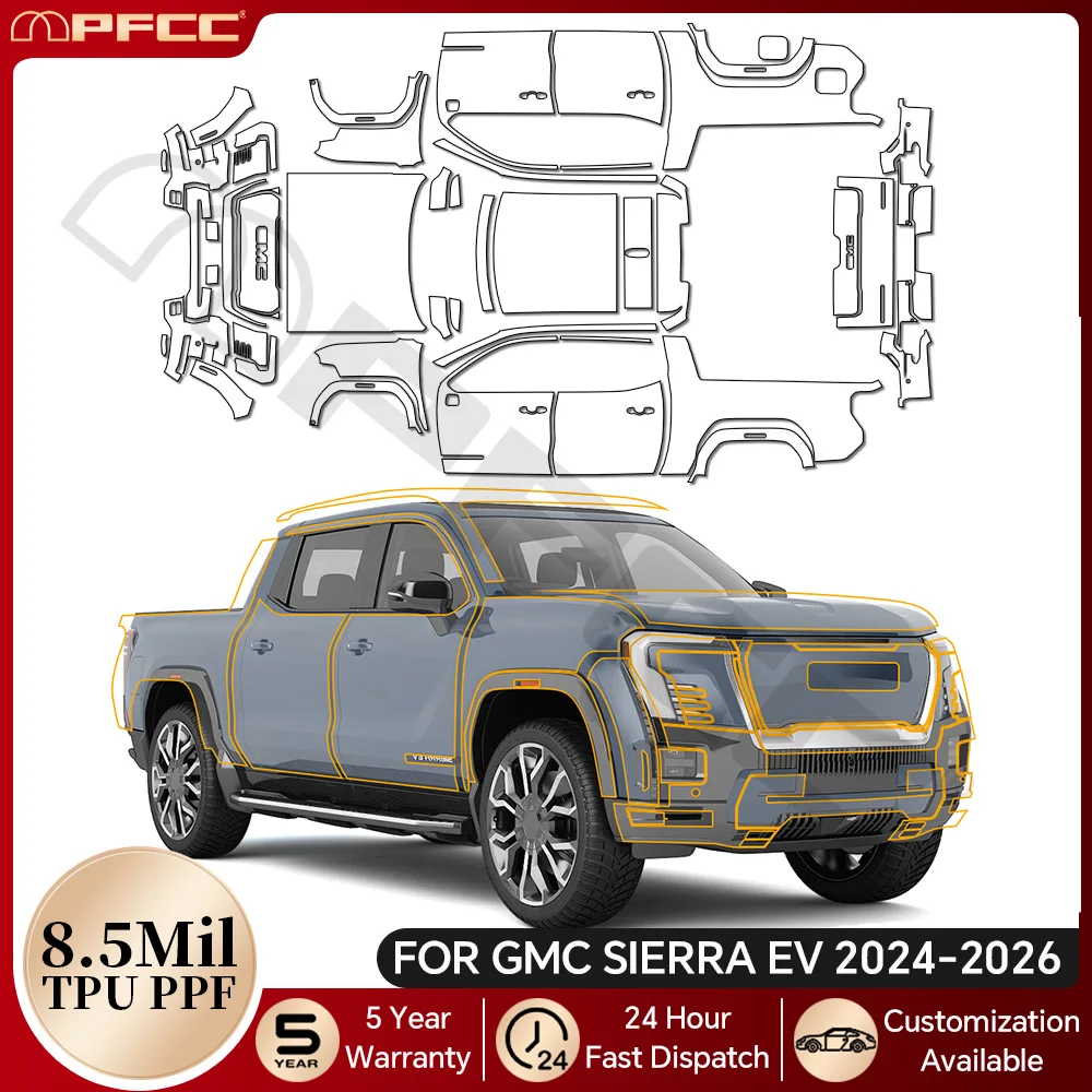 

For GMC sierra EV 2024-2026 Pre-cut PPF TPU Anti-Scratch Paint Protection Film Car Body Clear Bra Resistant Repairable Invisible